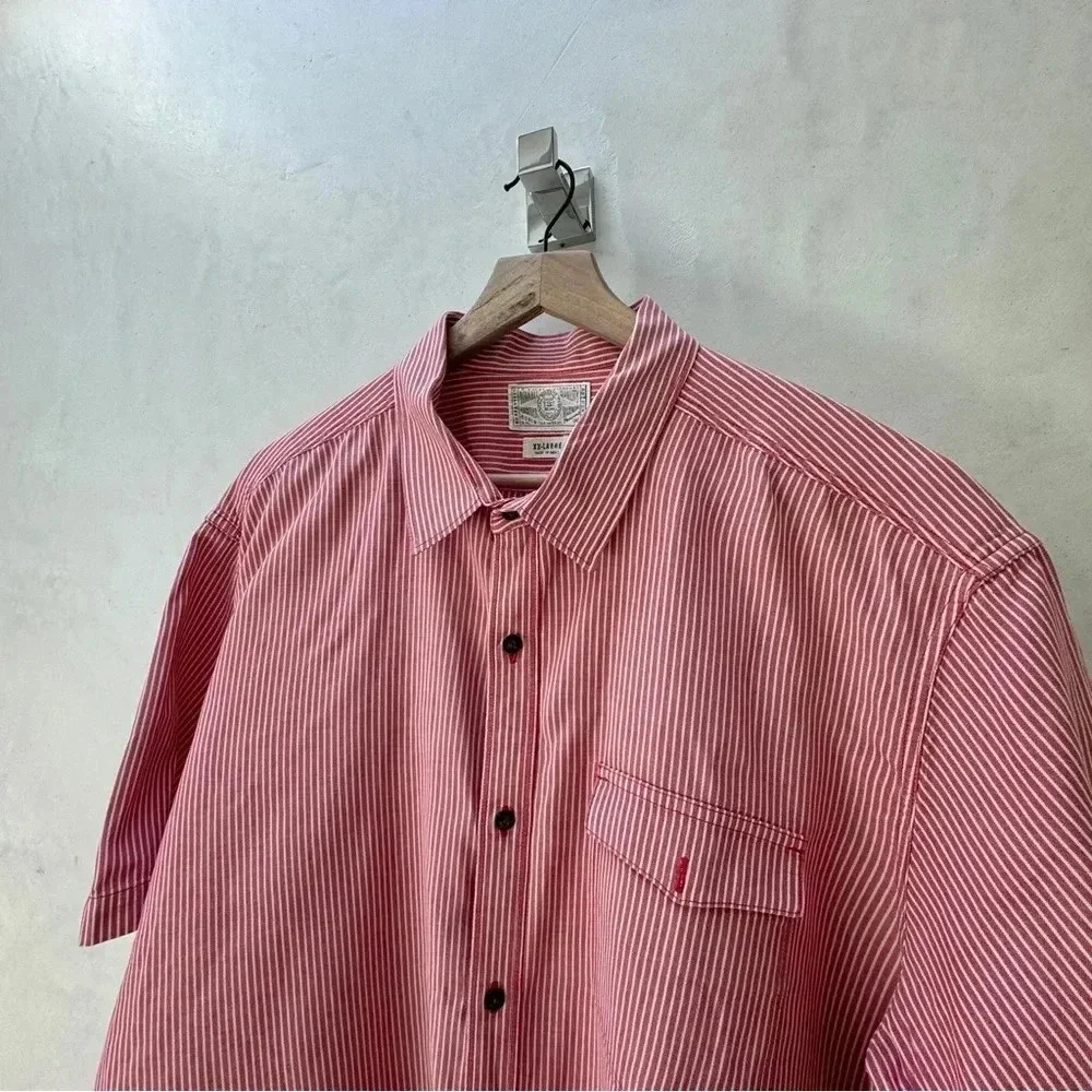 Lucky Brand || Men's Shop Chore Shirt Hearty Cotton Red & Cream XX-Large - Picture 5 of 10